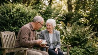 nurse providing companionship to senior at home